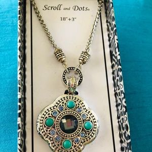 Silver and Blue Rhinestone Statement Necklace